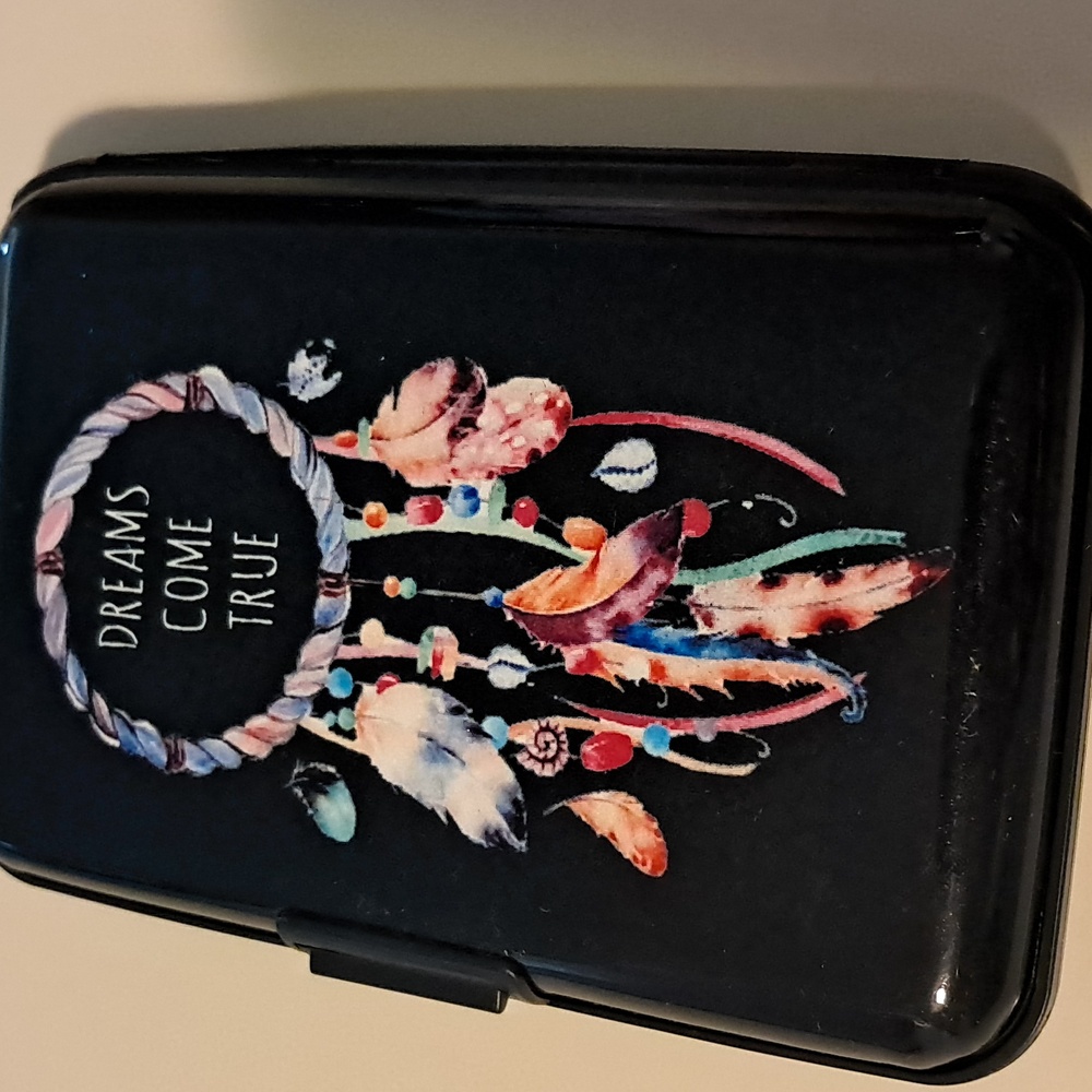 Dreamcatcher Design Black Metal Wallet Credit /Business Card Holder